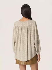 Soaked In Luxury Brown Stylish Blouse With Round Neck - Image 2 of 6