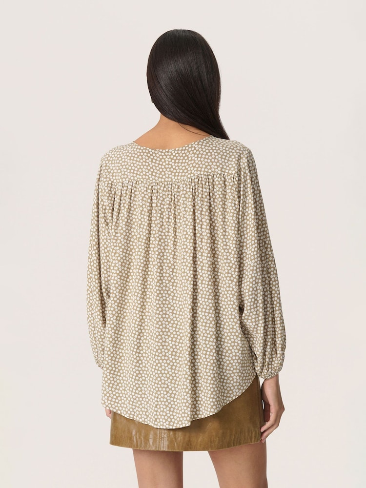 Soaked In Luxury Brown Stylish Blouse With Round Neck - Image 2 of 6