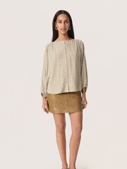 Soaked In Luxury Brown Stylish Blouse With Round Neck - Image 3 of 6
