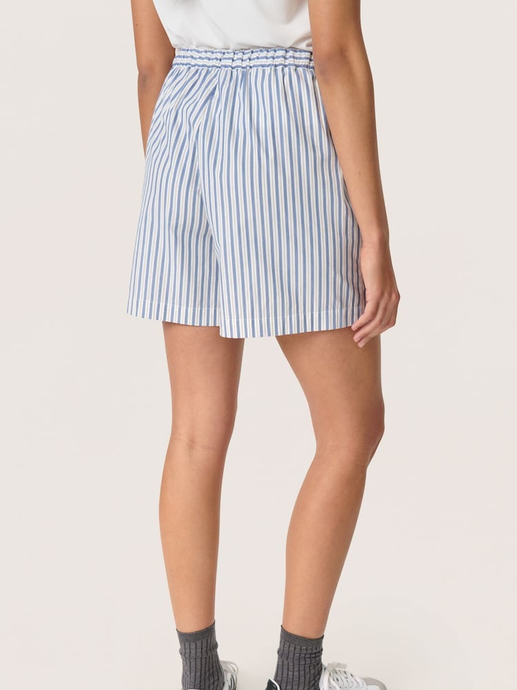 Soaked in Luxury 100% Cotton SLMimilou Striped Elastic Waist White Shorts - Image 2 of 6