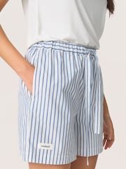 Soaked in Luxury 100% Cotton SLMimilou Striped Elastic Waist White Shorts - Image 4 of 6