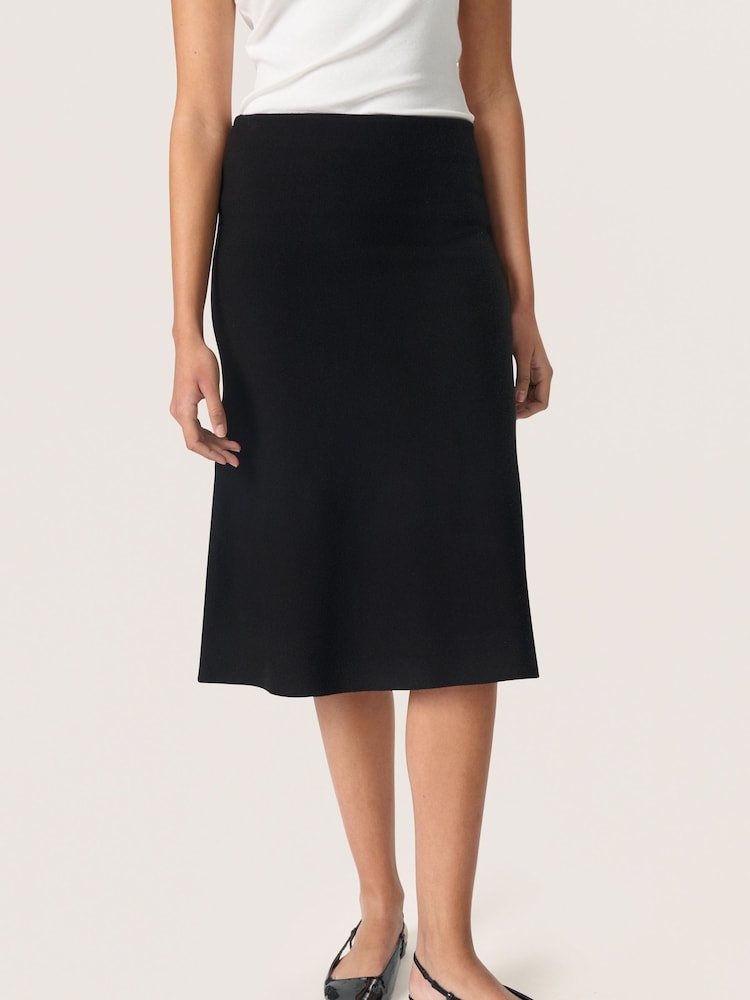 Soaked in Luxury SLSPina Knitted Knee Length Black Skirt - Image 1 of 6 Soaked in Luxury SLSPina Knitted Knee Length Black Skirt - Image 1 of 6