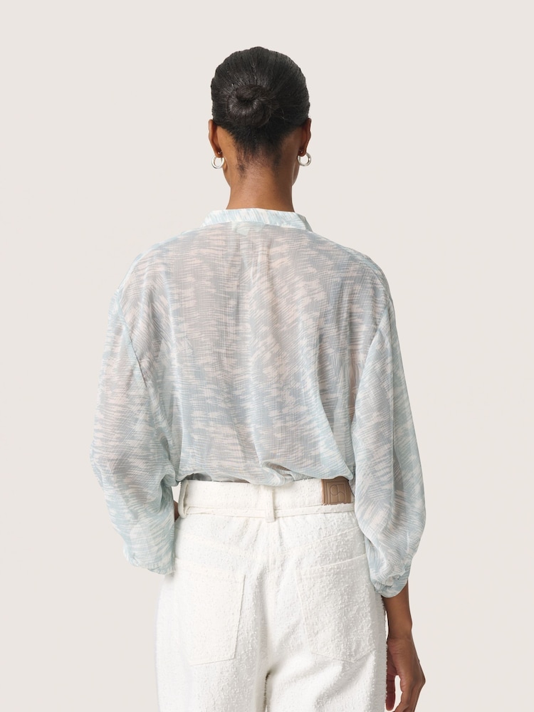 Soaked in Luxury Blue Stylish 3/4 Sleeve Blouse - Image 2 of 6 Soaked in Luxury Blue Stylish 3/4 Sleeve Blouse - Image 2 of 6