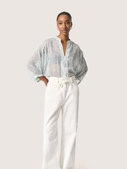 Soaked in Luxury Blue Stylish 3/4 Sleeve Blouse - Image 3 of 6