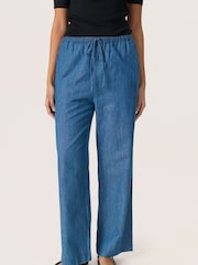 Soaked in Luxury Blue SLChamy Trousers with Wide Legs - Image 1 of 6