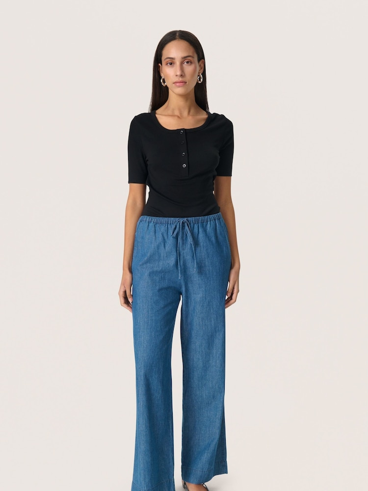 Soaked in Luxury Blue SLChamy Trousers with Wide Legs - Image 3 of 6