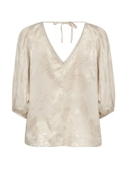 Soaked In Luxury Grey Slkitty V-Neck, Balloon Sleeves Blouse - Image 6 of 6