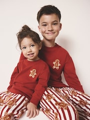 Red/Cream Gingerbread Stripe Single Family Christmas Pyjamas (9mths-16yrs) - Image 2 of 8