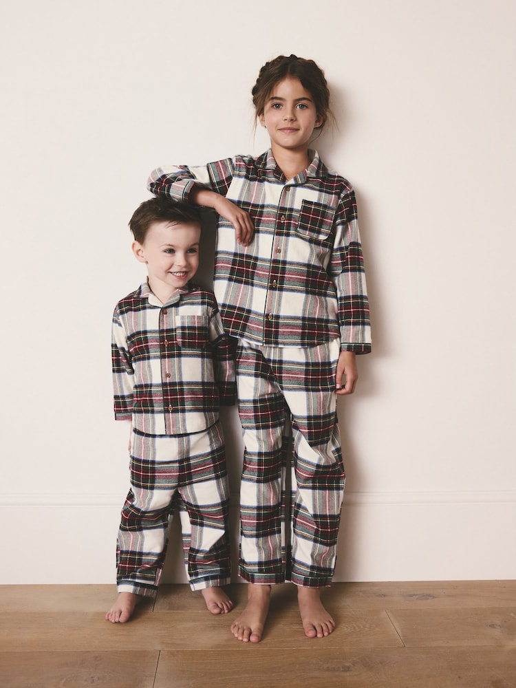 Neutral/Red Check Family Christmas Single Button Through Pyjamas (9mths-16yrs) - Image 1 of 7