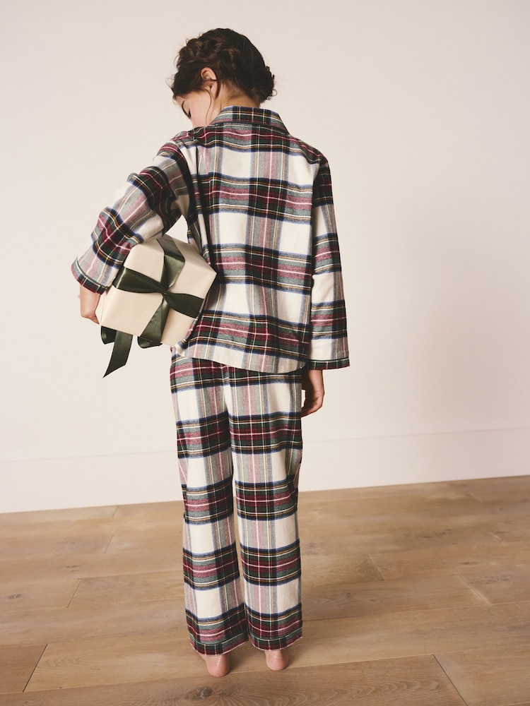 Neutral/Red Check Family Christmas Single Button Through Pyjamas (9mths-16yrs) - Image 2 of 7