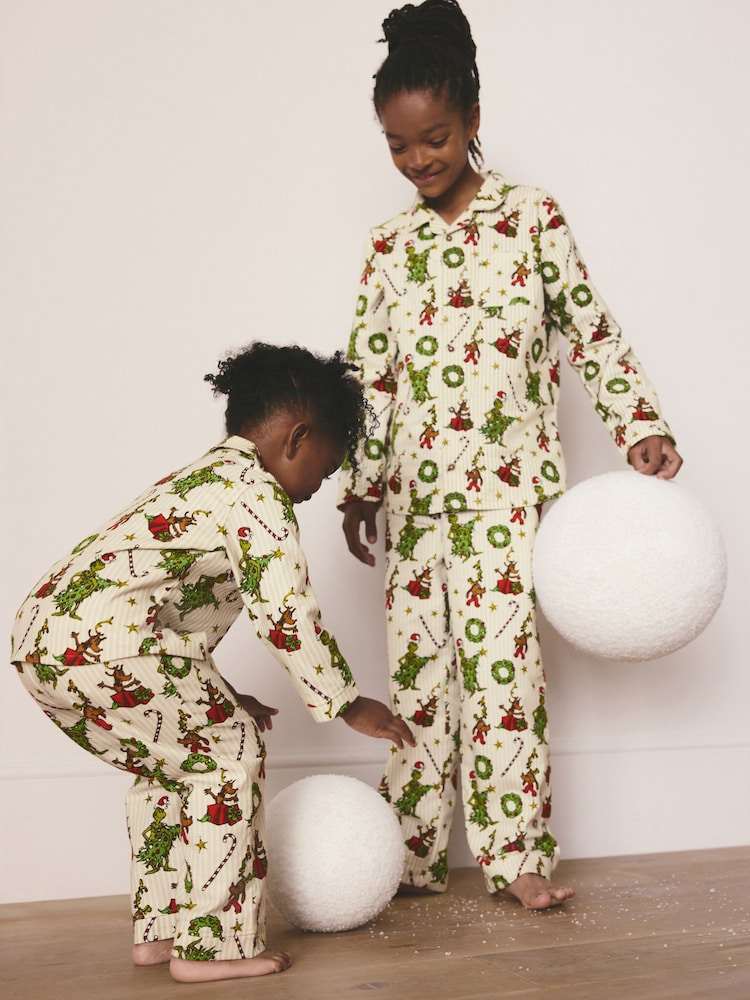 Neutral Grinch Single Button Through Xmas Pyjamas (9mths-16yrs) - Image 1 of 9