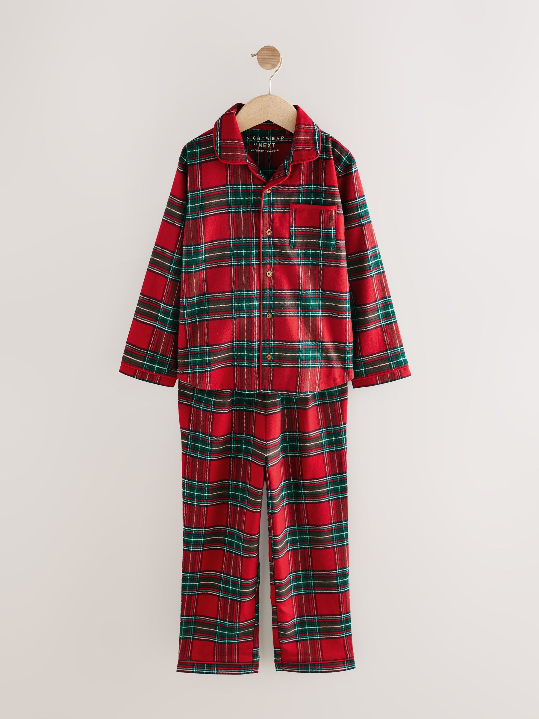 Buy Red Tartan Matching Family Christmas Long Sleeve Pyjamas (9mths ...