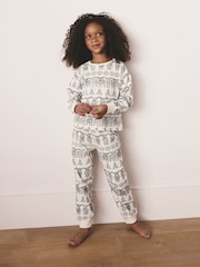 Cream/Black Hamish Fairisle Pattern Single Xmas Pyjamas (9mths-16yrs) - Image 4 of 7