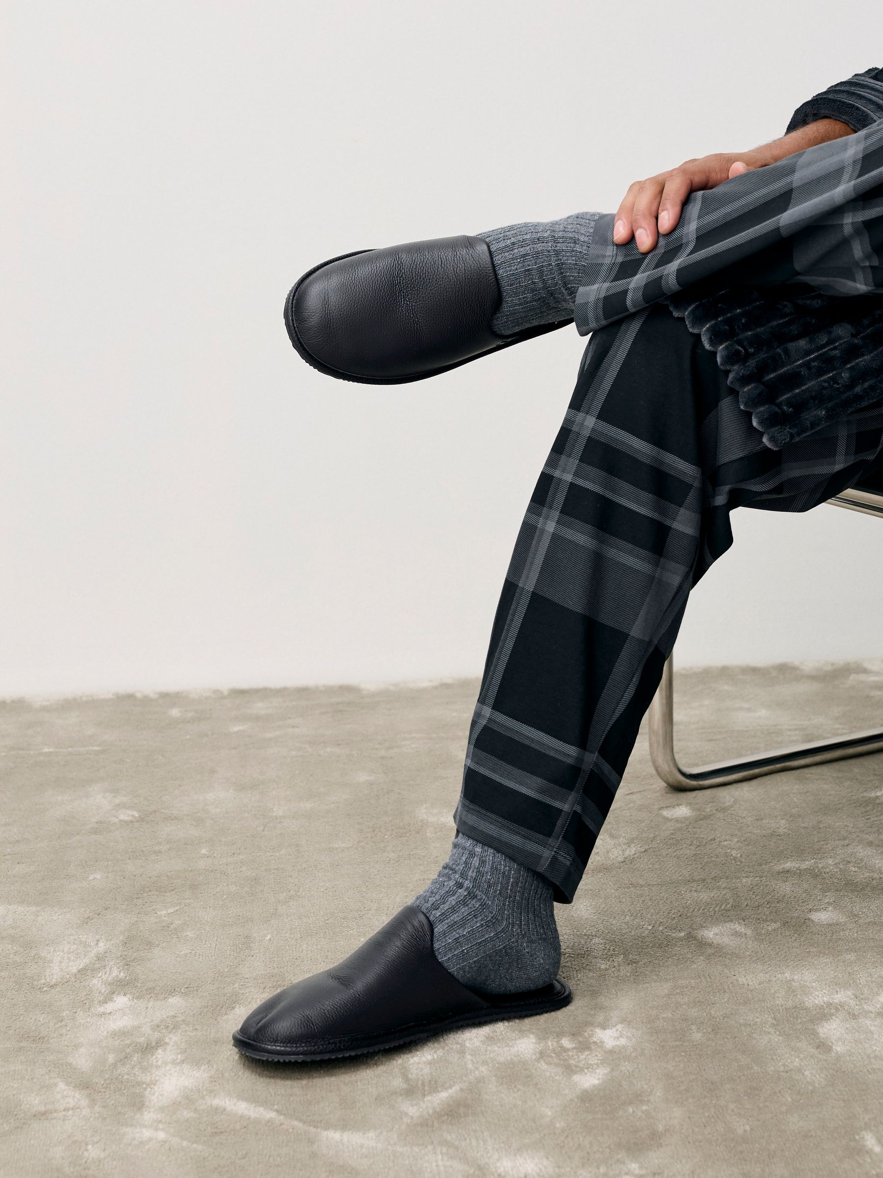Buy Black Signature Leather Mule Slippers from Next USA