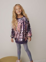 Pink Sequin Sweatshirt And Foil Leggings Set (3-16yrs) - Image 1 of 3