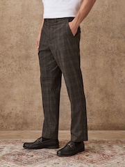 Brown Puppytooth Slim Fit Smart Trousers With Internal Side Elastic Waistband - Image 1 of 14