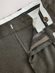 Brown Puppytooth Slim Fit Smart Trousers With Internal Side Elastic Waistband - Image 12 of 14
