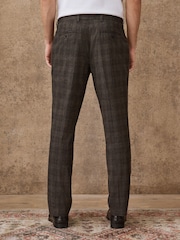 Brown Puppytooth Slim Fit Smart Trousers With Internal Side Elastic Waistband - Image 2 of 14