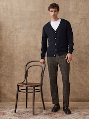 Brown Puppytooth Slim Fit Smart Trousers With Internal Side Elastic Waistband - Image 3 of 14