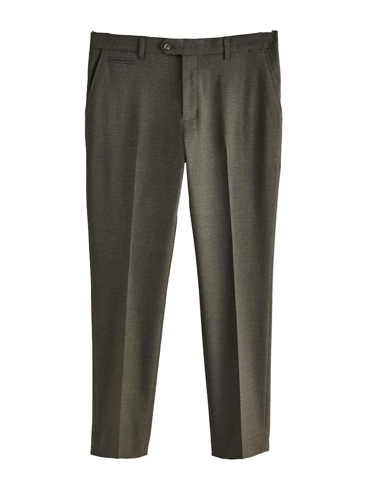 Brown Puppytooth Slim Fit Smart Trousers With Internal Side Elastic Waistband - Image 5 of 5