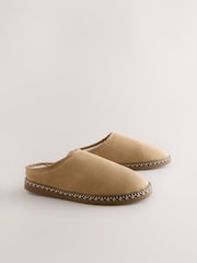 Marrón tostado - Microsuede Taped Mule Slippers - Imagen 3 de 7