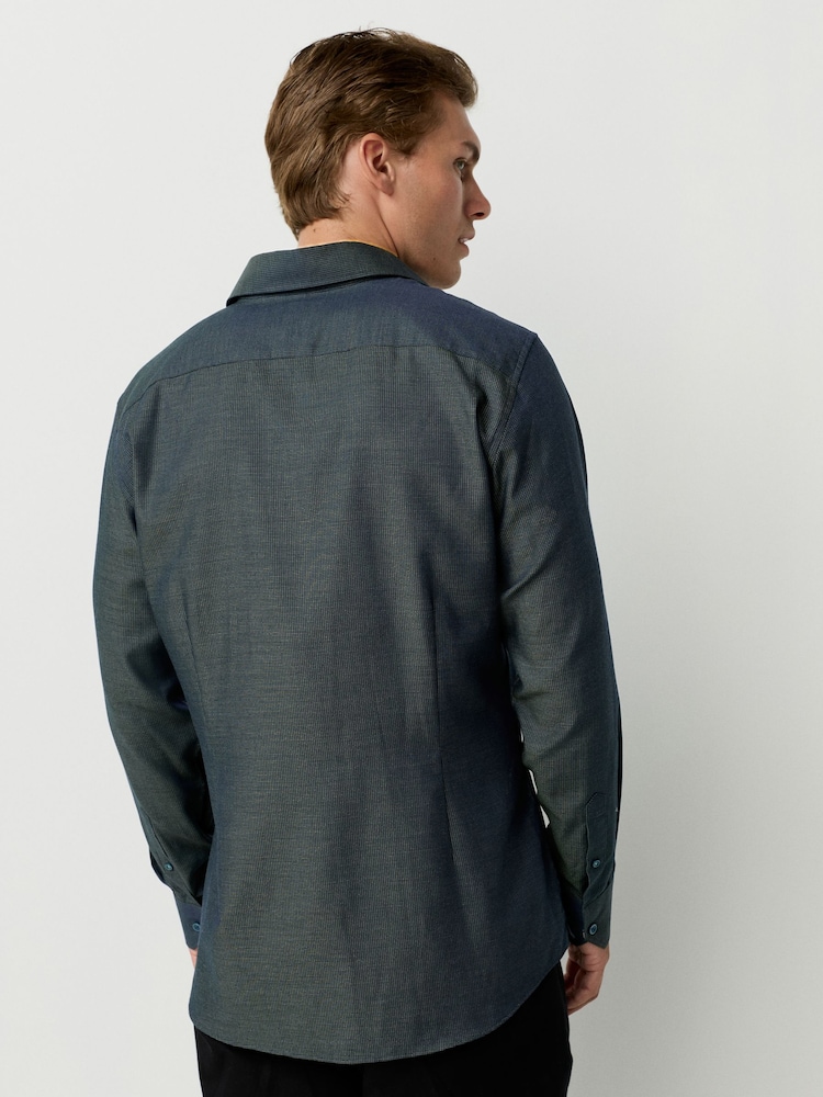 Black/Gold Regular Fit Smart Trimmed 100% Cotton Long Sleeve Party Shirt - Image 2 of 9