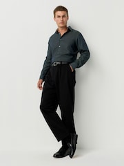 Black/Gold Regular Fit Smart Trimmed 100% Cotton Long Sleeve Party Shirt - Image 3 of 9