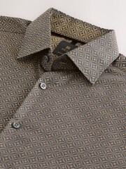 Black/Gold 100% Cotton Jaquard Long Sleeve Shirt - Image 3 of 3