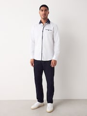 White Hatch Contract Collar Regular Fit Smart Trimmed 100% Cotton Long Sleeve Party Shirt - Image 2 of 9