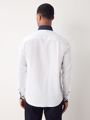 White Hatch Contract Collar Regular Fit Smart Trimmed 100% Cotton Long Sleeve Party Shirt - Image 3 of 9