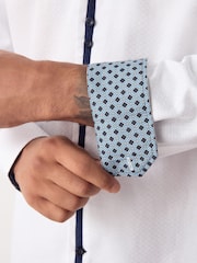 White Hatch Contract Collar Regular Fit Smart Trimmed 100% Cotton Long Sleeve Party Shirt - Image 4 of 9