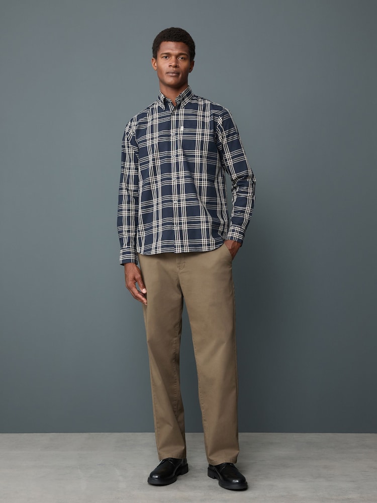 Navy Regular Fit Easy Iron Button Down Oxford Shirt - Image 2 of 7 Navy Regular Fit Easy Iron Button Down Oxford Shirt - Image 2 of 7