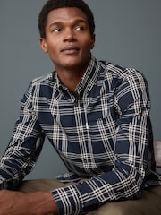 Navy Regular Fit Easy Iron Button Down Oxford Shirt - Image 4 of 7