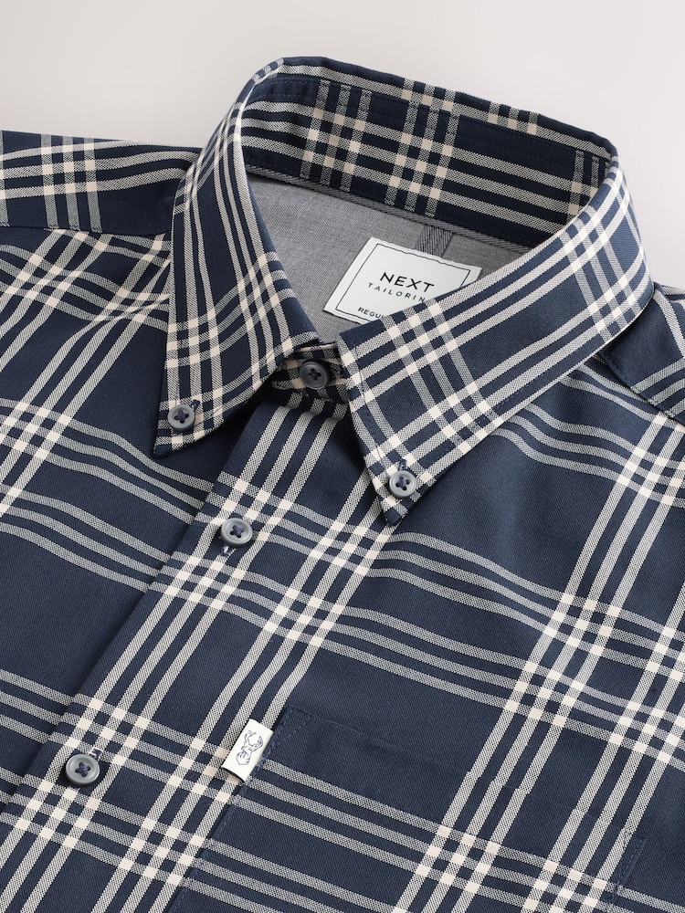 Navy Regular Fit Easy Iron Button Down Oxford Shirt - Image 7 of 7 Navy Regular Fit Easy Iron Button Down Oxford Shirt - Image 7 of 7