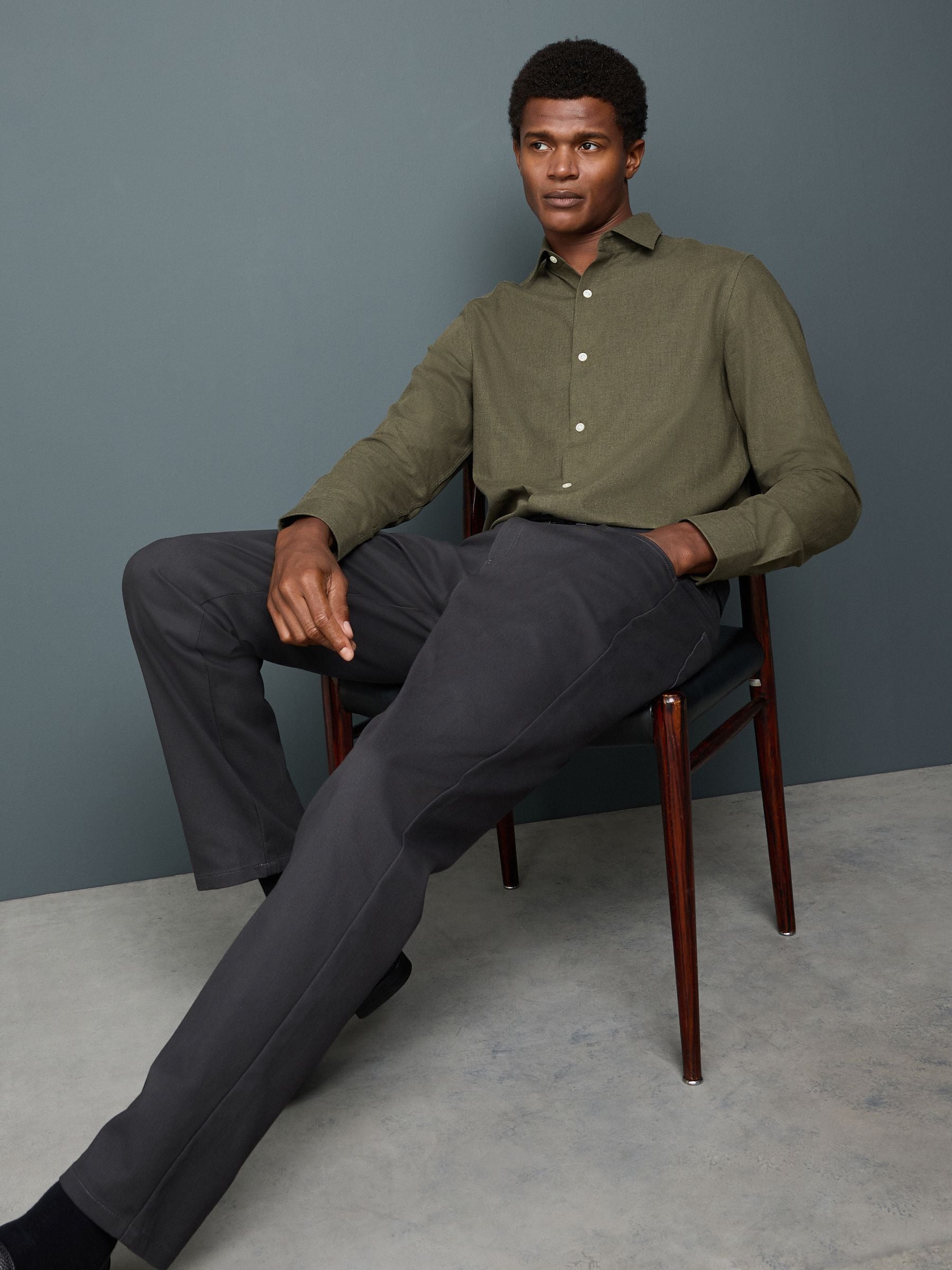 Buy Olive Green Long Sleeve Soft Touch Smart Shirt from Next USA