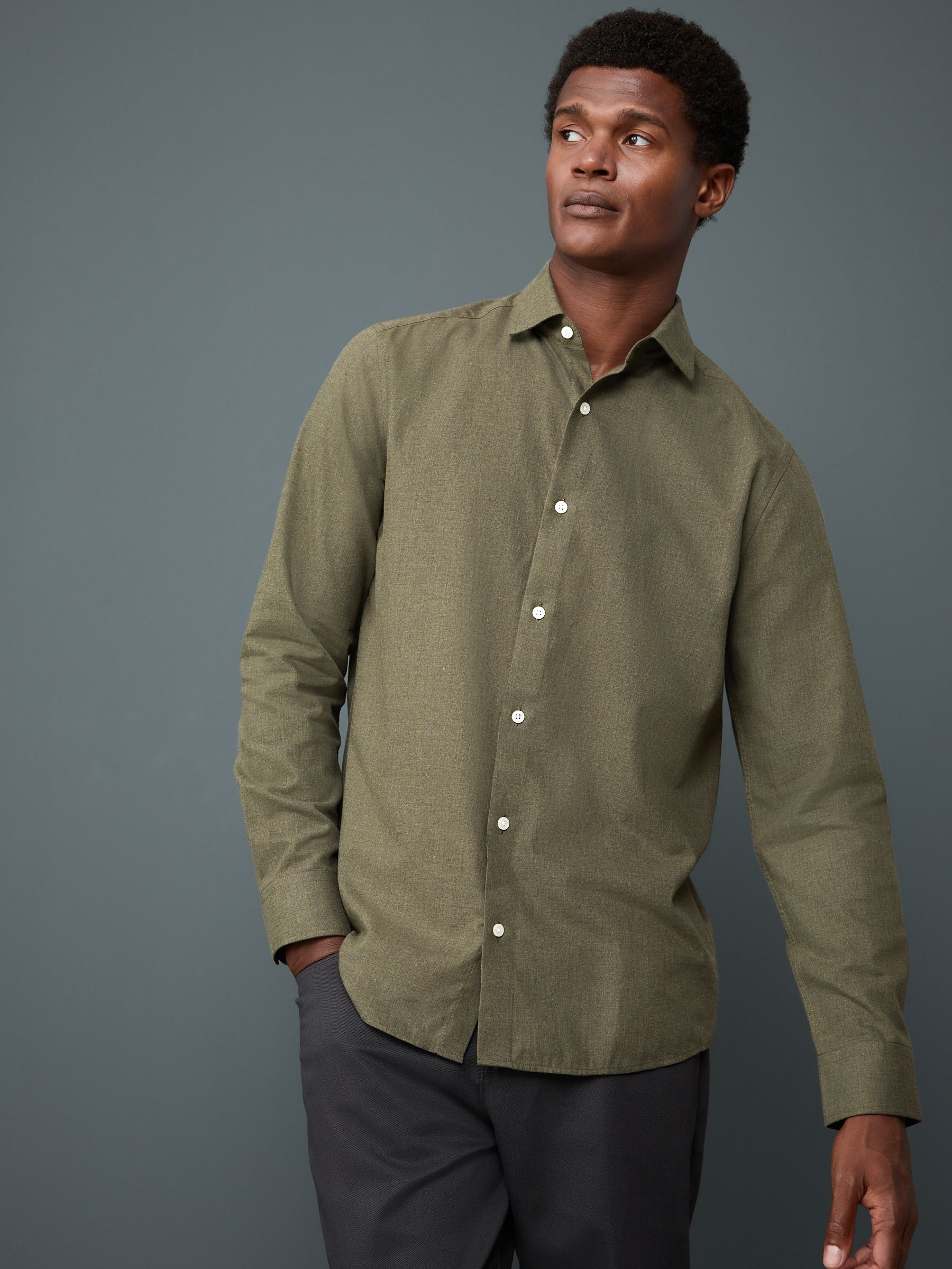 Buy Olive Green Long Sleeve Soft Touch Smart Shirt from Next USA