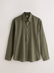 Olive Green Long Sleeve Soft Touch Smart Shirt - Image 6 of 8