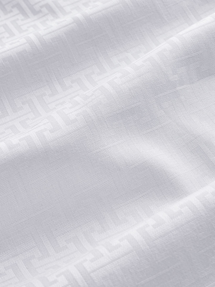 White Monogram Regular Fit Geometric Print Long Sleeve Smart Shirt - Image 3 of 3 White Monogram Regular Fit Geometric Print Long Sleeve Smart Shirt - Image 3 of 3