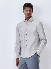 Grey Textured Long Sleeve Smart Shirt - Image 1 of 8