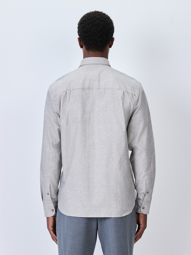 Grey Textured Long Sleeve Smart Shirt - Image 2 of 8