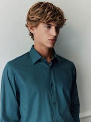Green Lurex Stripe Regular Fit Smart Trimmed Long Sleeve Party Shirt - Image 1 of 8