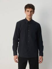 Black/Gold Regular Fit Long Sleeve Embroided Print Smart Shirt - Image 1 of 5