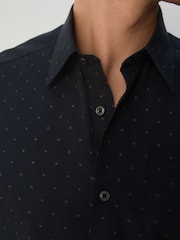 Black/Gold Regular Fit Long Sleeve Embroided Print Smart Shirt - Image 5 of 5