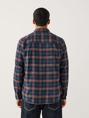 Rust Brown / Navy Check Brushed Flannel Shirt - Image 2 of 9