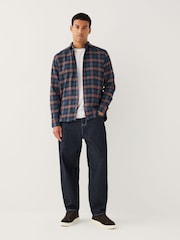 Rust Brown / Navy Check Brushed Flannel Shirt - Image 3 of 9