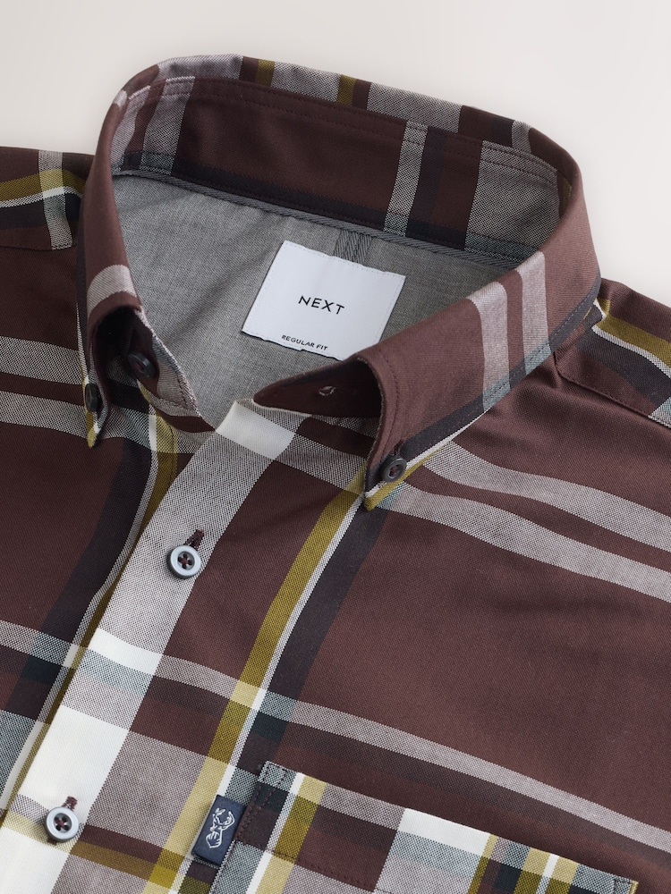 Red Regular Fit Easy Iron Button Down Oxford Shirt - Image 2 of 3 Red Regular Fit Easy Iron Button Down Oxford Shirt - Image 2 of 3