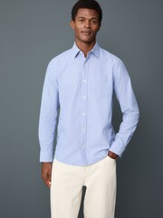 Light Blue Textured Long Sleeve Smart Shirt - Image 1 of 8
