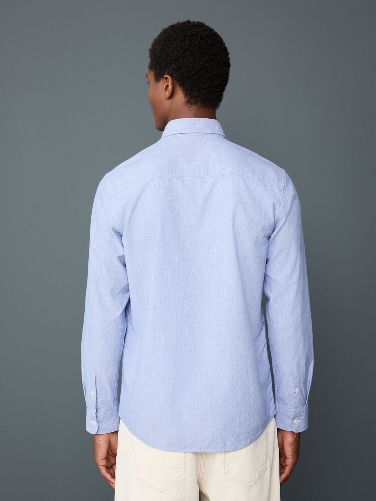 Light Blue Textured Long Sleeve Smart Shirt - Image 2 of 8