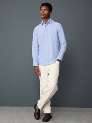 Light Blue Textured Long Sleeve Smart Shirt - Image 4 of 8