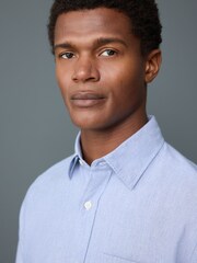 Light Blue Textured Long Sleeve Smart Shirt - Image 5 of 8